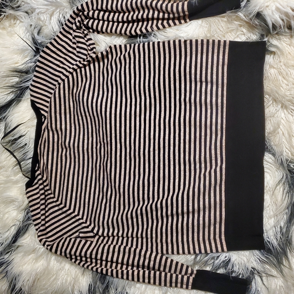 Lane Bryant long sleeve cardigan. 18/20. Black and gold shimmer striped. - Picture 2 of 4